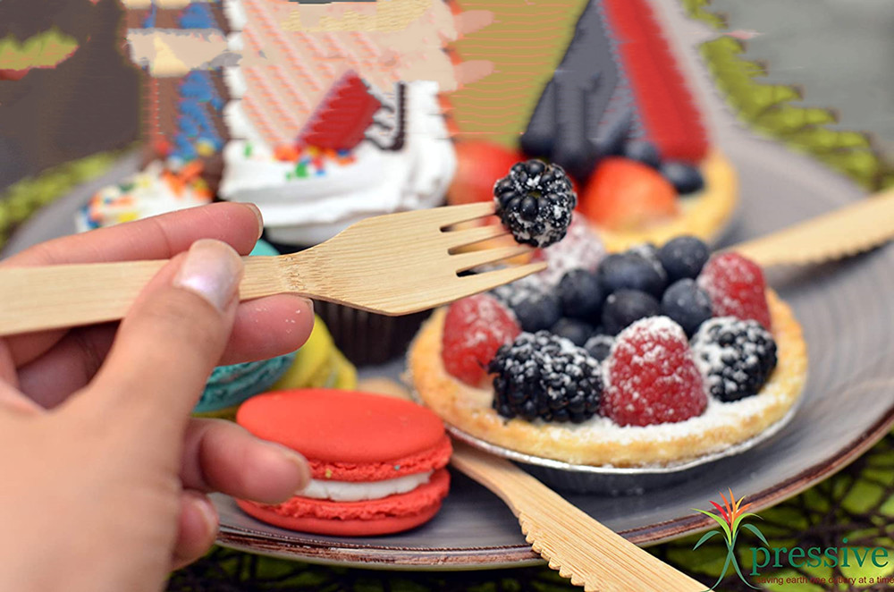 %100 Bambu Dayanıklı Tek Kullanımlık Çatal Bıçak Takımı